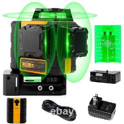 12 Line Green Laser Level Auto Self Leveling 360° Rotary Cross Measure & googles