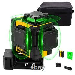 12 Line Green Laser Level Auto Self Leveling 360° Rotary Cross Measure & googles