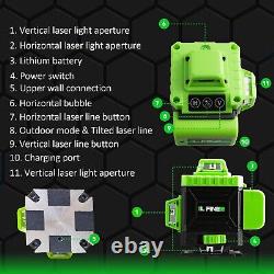 16 Line 4D 360° Rotary Green Laser Level Self Leveling Measure Tool+Tripod US