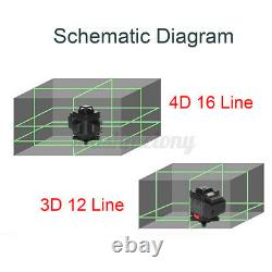 16 Lines 4D 360° Rotary Laser Level Cross Green Self Leveling Measure With Tripod