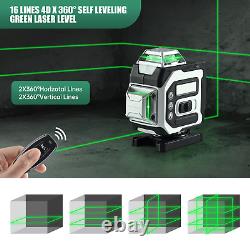 16 Lines 4D Laser Level 360° Self Leveling Rotary Cross Measuring Remote Control