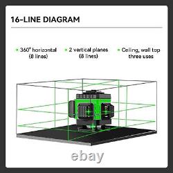 360° Rotary Laser Level Green Cross Line Laser Self Leveling 16 Line 15M 49ft