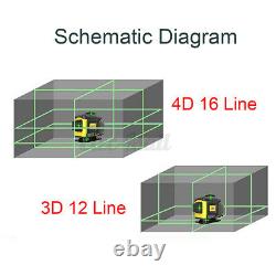 3D 12/16Line Green Light Laser Level Digital Self Leveling 360° Rotary Measure