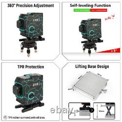 3D 360° 12 Lines Green Laser Level Auto Self Leveling Rotary Cross Line Measure