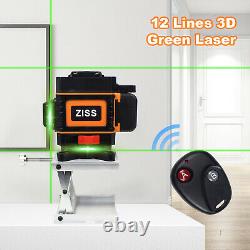 3D 360° 12 Lines Green Laser Level Auto Self Leveling Rotary Cross Measure Tool