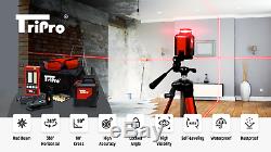 3D 360° Plane & Line Auto-Level Red Rotary Cross Laser TriPro Receiver Detector