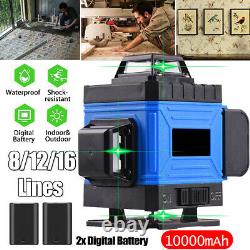 3D 8/12/16 Line 360° Rotary Measure Cross Green Laser Level Self Leveling