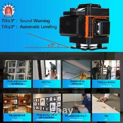 3D Laser Level 16/12 Line LED Display 360° Rotary Self Leveling Measure US