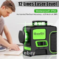 3D Rotary 12 Lines Green Laser Level Tool Measure Self-leveling For Construction