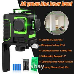 3D Rotary 12 Lines Green Laser Level Tool Measure Self-leveling For Construction