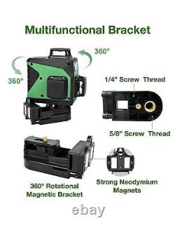 3x360° Rotary Laser Level Self Leveling Green beam Three Plane Cross Line L