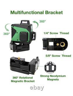 3x360° Rotary Laser Level Self Leveling Green beam Three Plane Cross Line Las