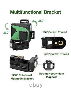 3x360° Rotary Laser Level Self Leveling Green beam Three Plane Cross Line Las