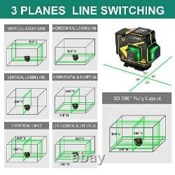 3x360° Tile Level Green Laser Cross line 3D Self Leveling for Floor Wall Ceiling