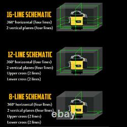 4D 360° 16 Lines Green Laser Level Auto Self Leveling Rotary Cross Measure