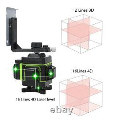 4D Laser Level 16 Lines Green Light Auto Self Leveling 360° Rotary Measure Cross