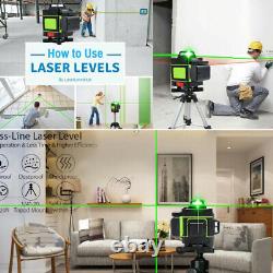 4D Laser Level 16 Lines Green Light Auto Self Leveling 360° Rotary Measure Cross