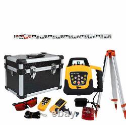 500M Automatic Self-leveling Red Laser Level 360 Rotating Rotary &Tripod Staff