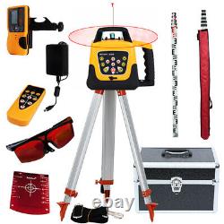 500M Automatic Self-leveling Red Laser Level 360 Rotating Rotary &Tripod Staff