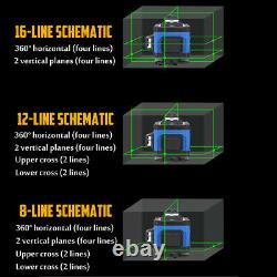 5/16 Lines Green Laser Level 360°Rotary Self Leveling Cross Measure Tool Set ##