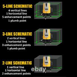 5/16 Lines Green Laser Level 360°Rotary Self Leveling Cross Measure Tool Set ##