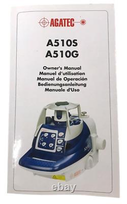 Agatec A510S Self-Leveling Rotary Laser RCR500 Detector Remote Manual -TESTED