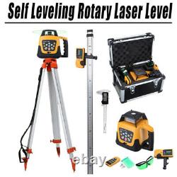 Automatic Self Levelling Rotating Green Laser Level Rotary + Tripod Staff Kit US
