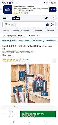 Botch 1000 Ft Red Self Leveling Rotary Laser Level Kit