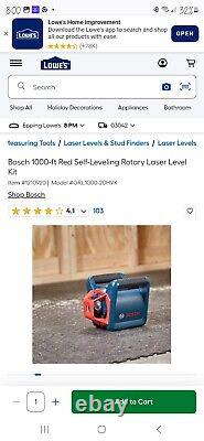 Botch 1000 Ft Red Self Leveling Rotary Laser Level Kit