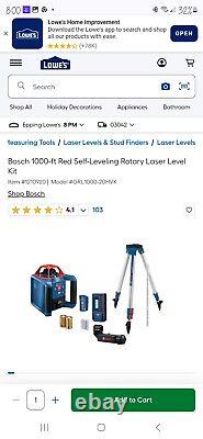 Botch 1000 Ft Red Self Leveling Rotary Laser Level Kit