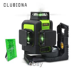 CLUBIONA 3D Green Beam Laser Level 360 Rotary Horizontal Vertical Cross 12 Lines