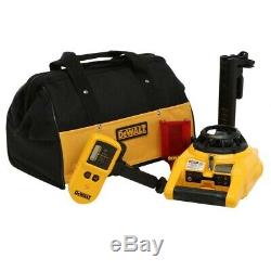 DEWALT 150 ft. Red Self-Leveling Rotary Laser Level with Detector & Clamp, Wall