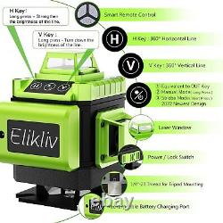 Elikli 4D 16 Lines Green Laser Level Auto Self Leveling 360 Rotary Cross Measure