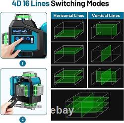 Elikliv 360° Automatic Self Leveling Green Rotary Laser Level Beam Range 200ft