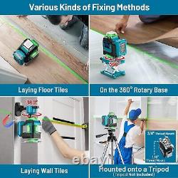 Elikliv 360° Automatic Self Leveling Green Rotary Laser Level Beam Range 200ft