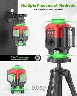 Elikliv 4D Base Rotary Laser Level Self Leveling 16 Line Green Cross Line Remote