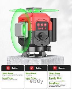 Elikliv 4D Base Rotary Laser Level Self Leveling 16 Line Green Cross Line Remote