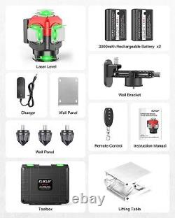 Elikliv 4D Base Rotary Laser Level Self Leveling 16 Line Green Cross Line Remote