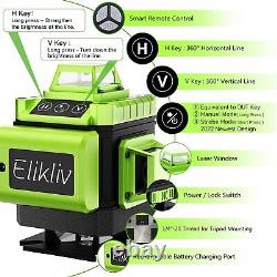 Elikliv 4D Green Beam 16 Lines 360° Laser Level Self Leveling 4x360° Rotary Lift