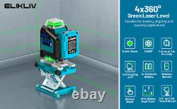 Elikliv 4x360 Self Leveling Line Laser Rotary Base Rotating Alignment +Receiver