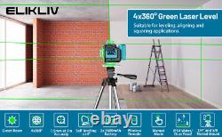 Elikliv 4x360 Self Leveling Line Laser Rotary Base Rotating Alignment +Receiver