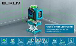Elikliv 4x360 Self Leveling Line Laser Rotary Base Rotating Alignment +Receiver