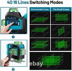 Elikliv Laser Level Self Leveling 16 line 4D Green Cross Line 4x360 Rotary 200FT