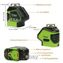 Green Beam Laser Level with 2 Plumb Dots Self-Leveling 360 3D Rotary Cross Line