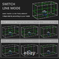 HANMER LV3D 360° Rotary 12 Line Laser Level Green Beam Cross Laser Self Leveling