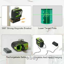 Huepar 3D Green Rotary Laser Level Cross Line Self Leveling Professional Tool