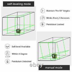 Huepar 3D Green Rotary Laser Level Cross Line Self Leveling Professional Tool
