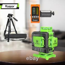 Huepar 4D 16 Lines Rotary Laser Level 360 Self Leveling Laser +Receiver +Tripod