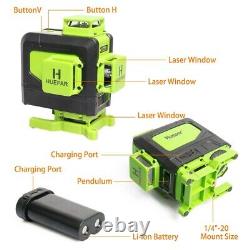 Huepar 4D 16 Lines Rotary Laser Level 360 Self Leveling Laser +Receiver +Tripod