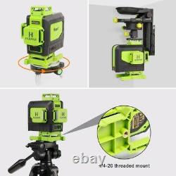 Huepar 4D 16 Lines Rotary Laser Level 360 Self Leveling Laser +Receiver +Tripod